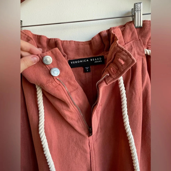 VERONICA BEARD||Karter Belted Linen-Cotton Paper Bag Pants,Worn Once Size 8 - Picture 6 of 11